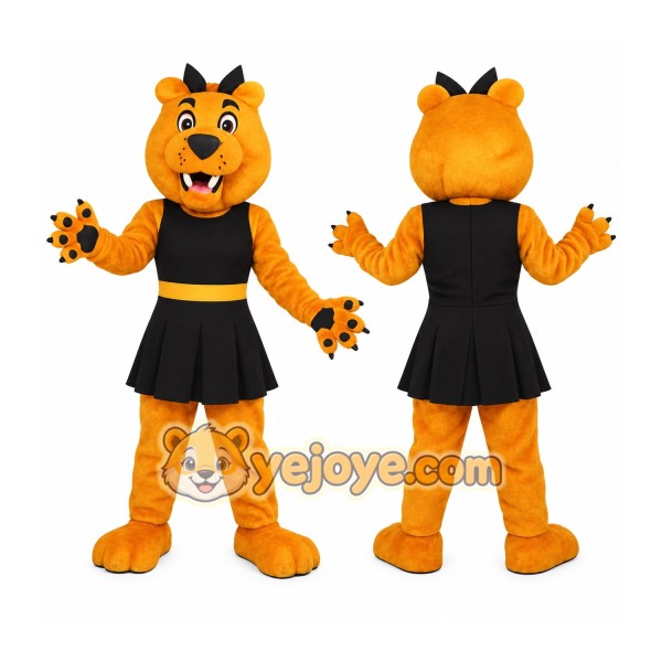 Orange Black Dog Cheerleader Mascot Costume