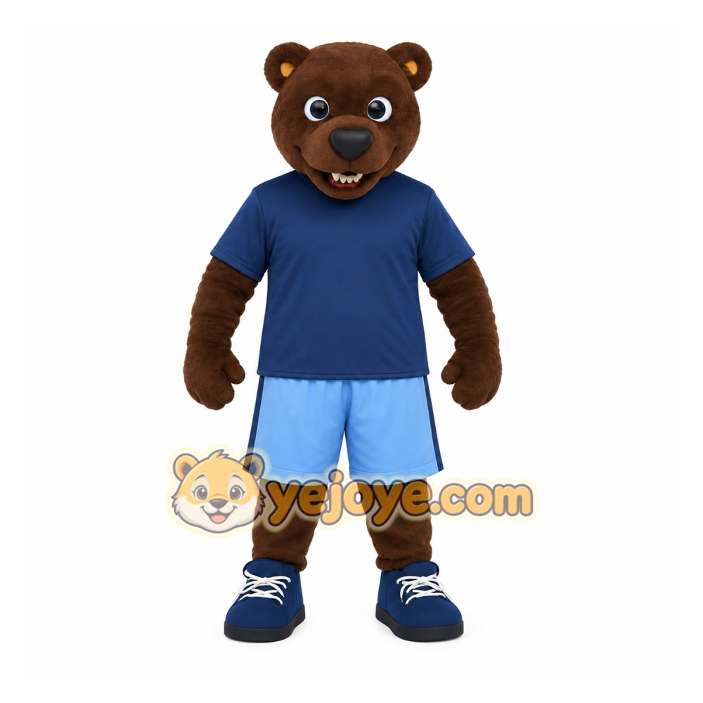 Brown Blue Bear Mascot Costume Brown Blue Bear Mascot Costume