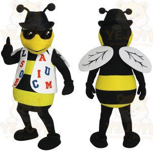 Yellow Black Bee With Sunglasses Mascot Costume