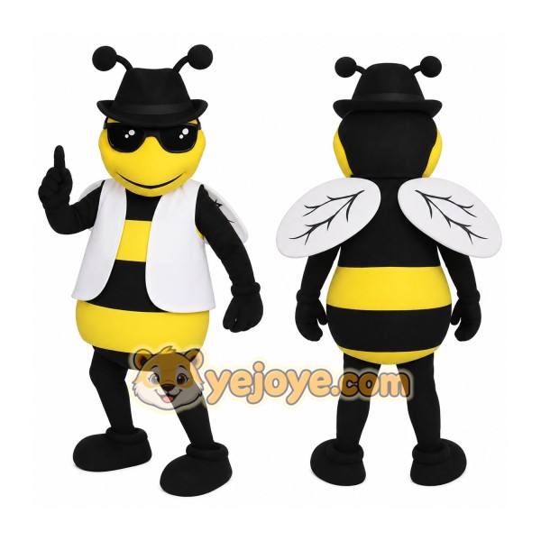 Yellow Black Bee With Sunglasses Mascot Costume