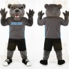 Gray Black Athletic Bear Mascot Costume