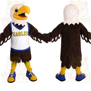 Brown White Yellow Blue Eagle Mascot Costume