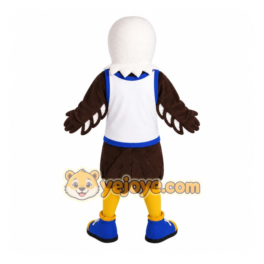 Brown White Yellow Blue Eagle Mascot Costume