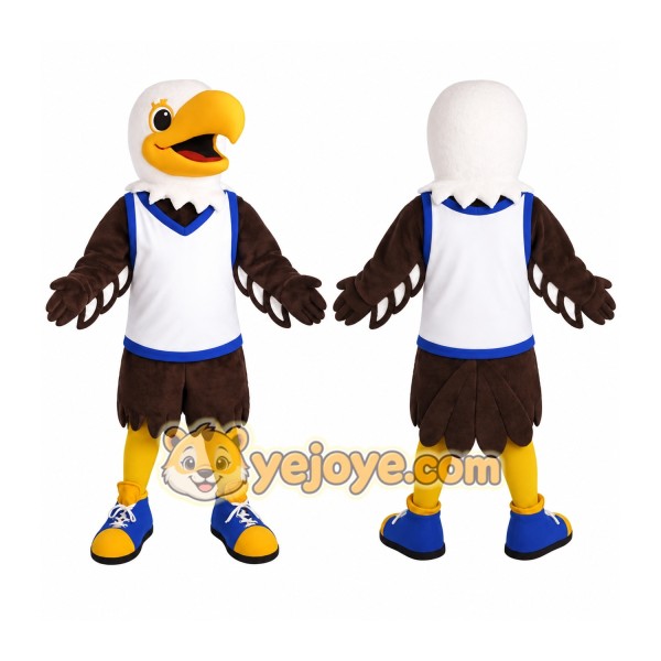 Brown White Yellow Blue Eagle Mascot Costume