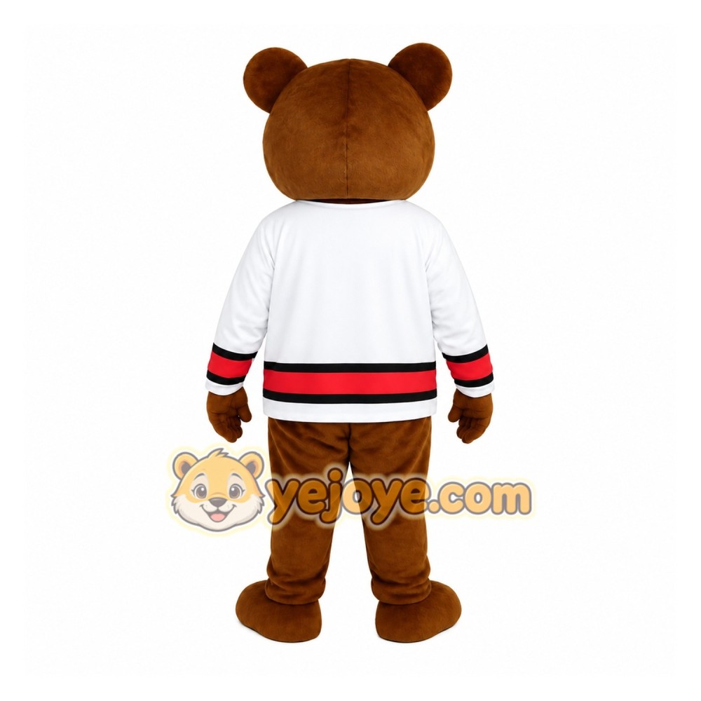 Brown White Hockey Bear Mascot Costume Brown White Hockey Bear Mascot Costume