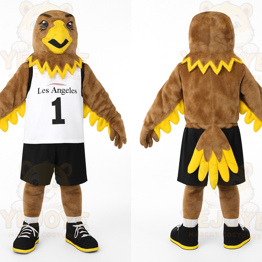 Brown Yellow Eagle Mascot Costume