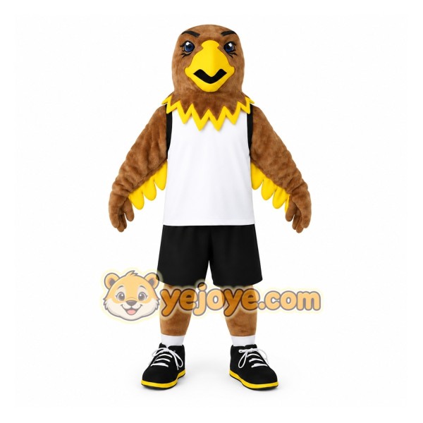 Brown Yellow Eagle Mascot Costume