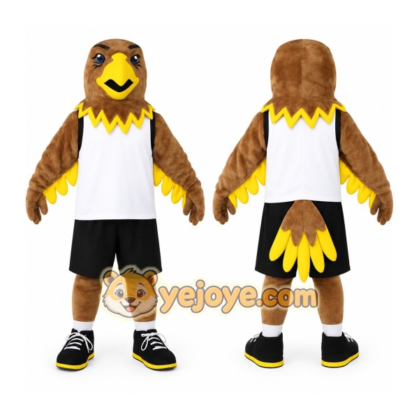 Brown Yellow Eagle Mascot Costume