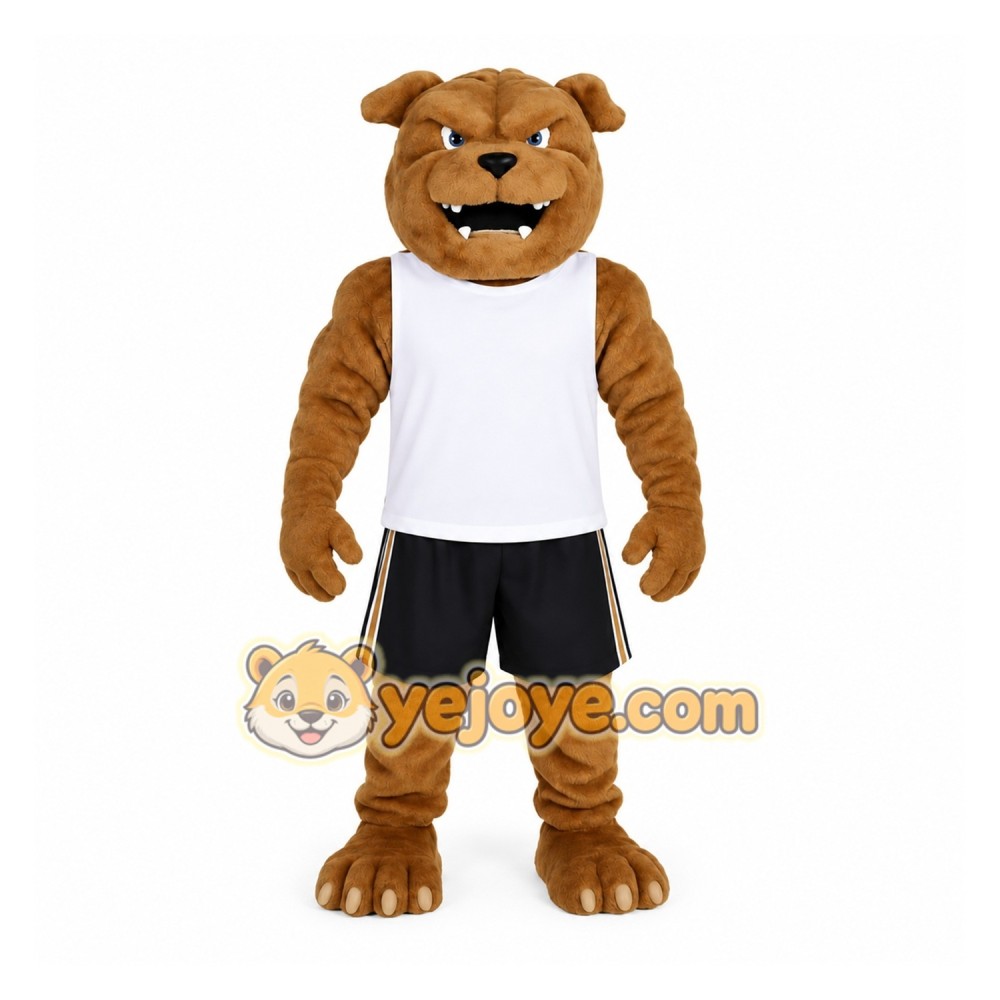 Brown White Bulldog Mascot Costume