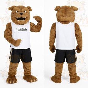 Brown White Bulldog Mascot Costume