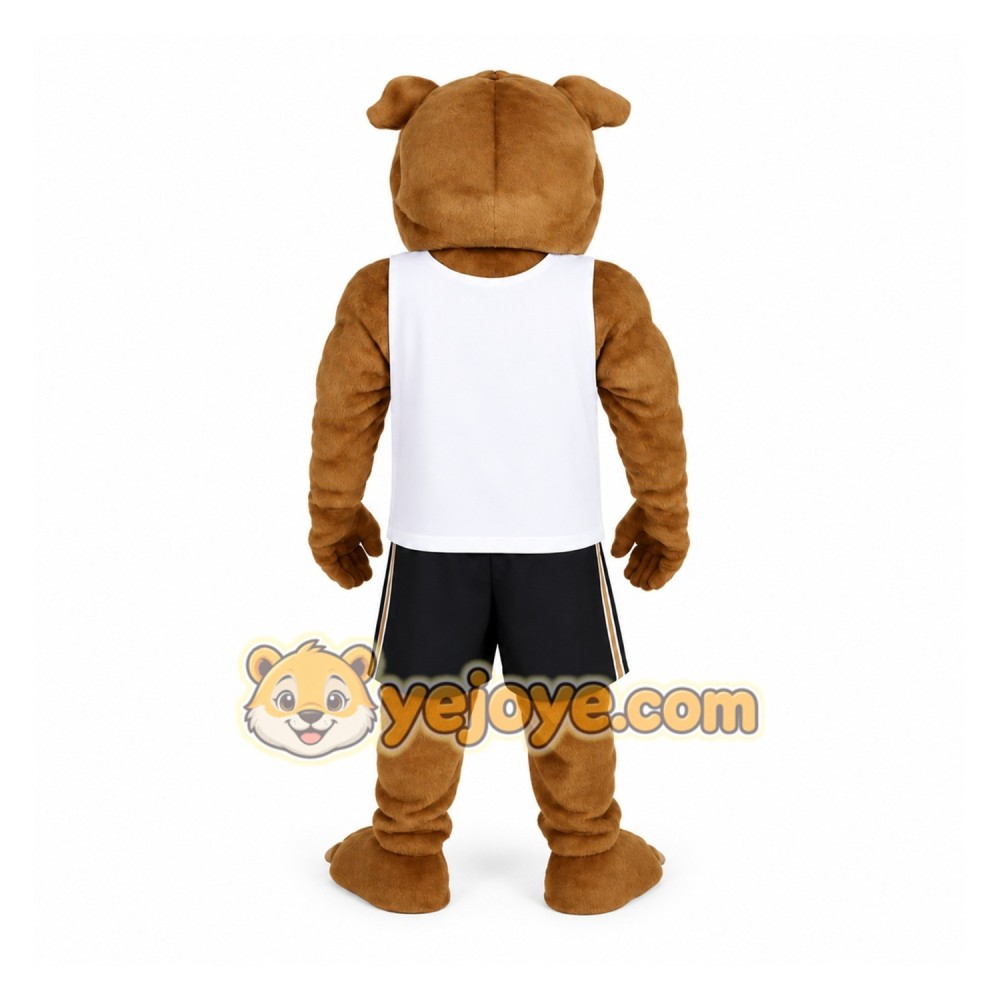 Brown White Bulldog Mascot Costume