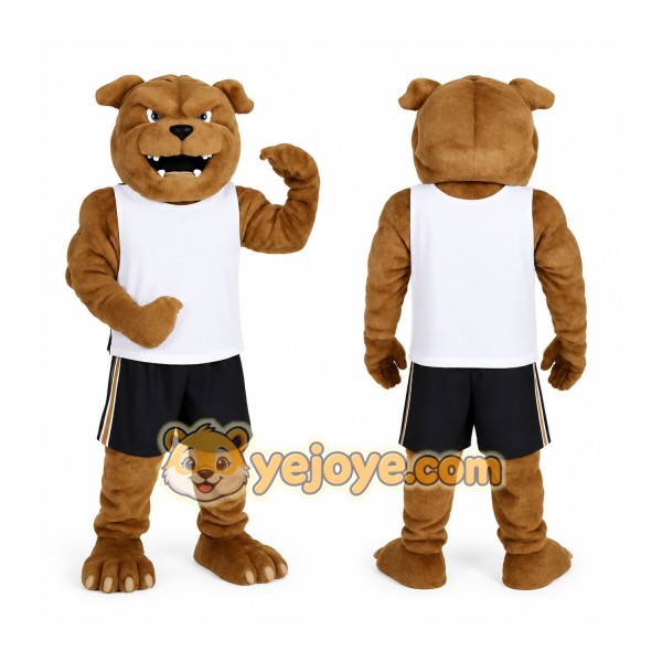 Brown White Bulldog Mascot Costume