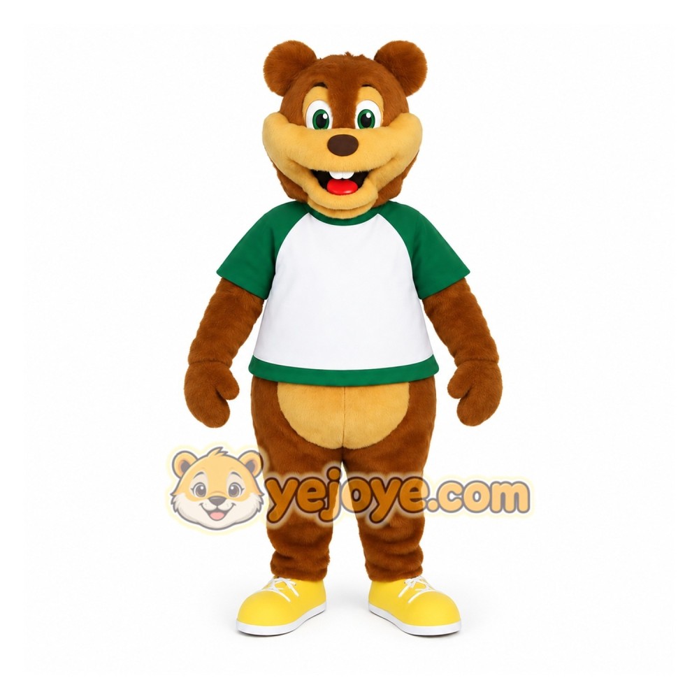 Brown Green White Bear Mascot Costume Brown Green White Bear Mascot Costume