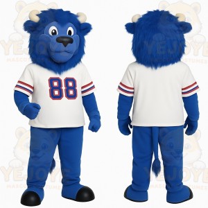 Blue White Buffalo Mascot Costume