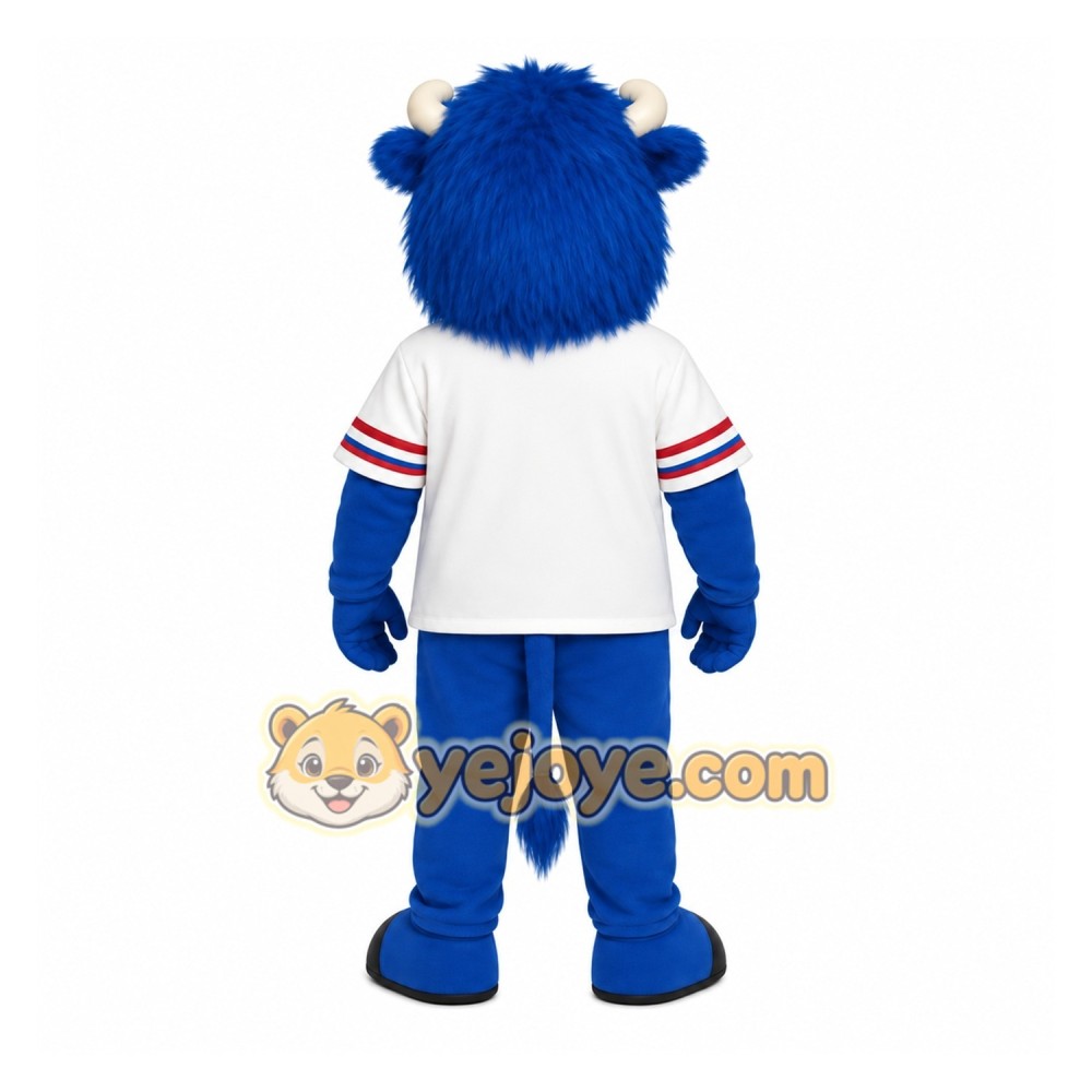 Blue White Buffalo Mascot Costume