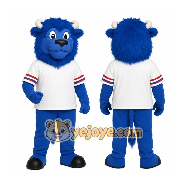 Blue White Buffalo Mascot Costume