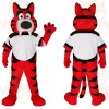 Red Black White Striped Tiger Mascot Costume