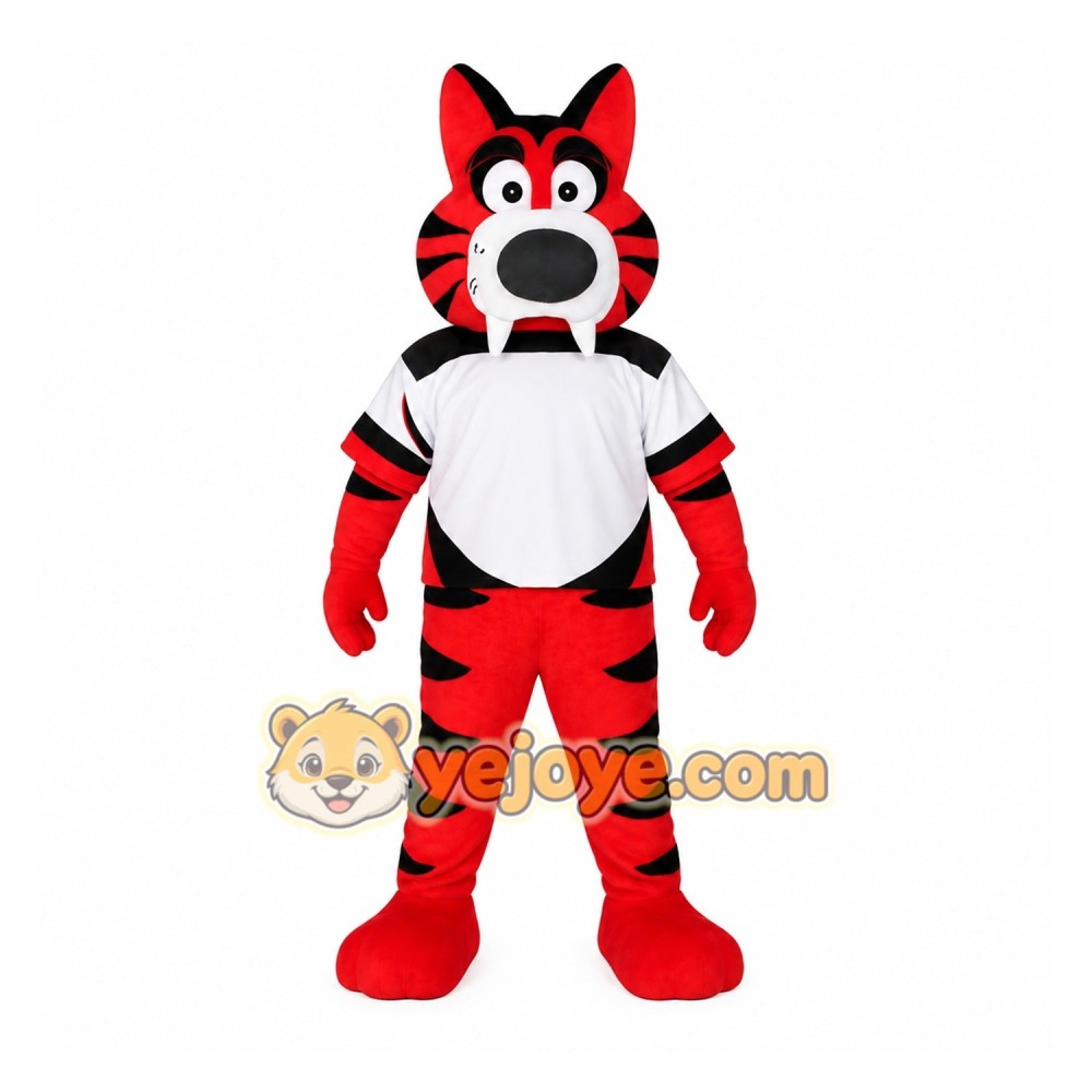 Red Black White Striped Tiger Mascot Costume Red Black White Striped Tiger Mascot Costume
