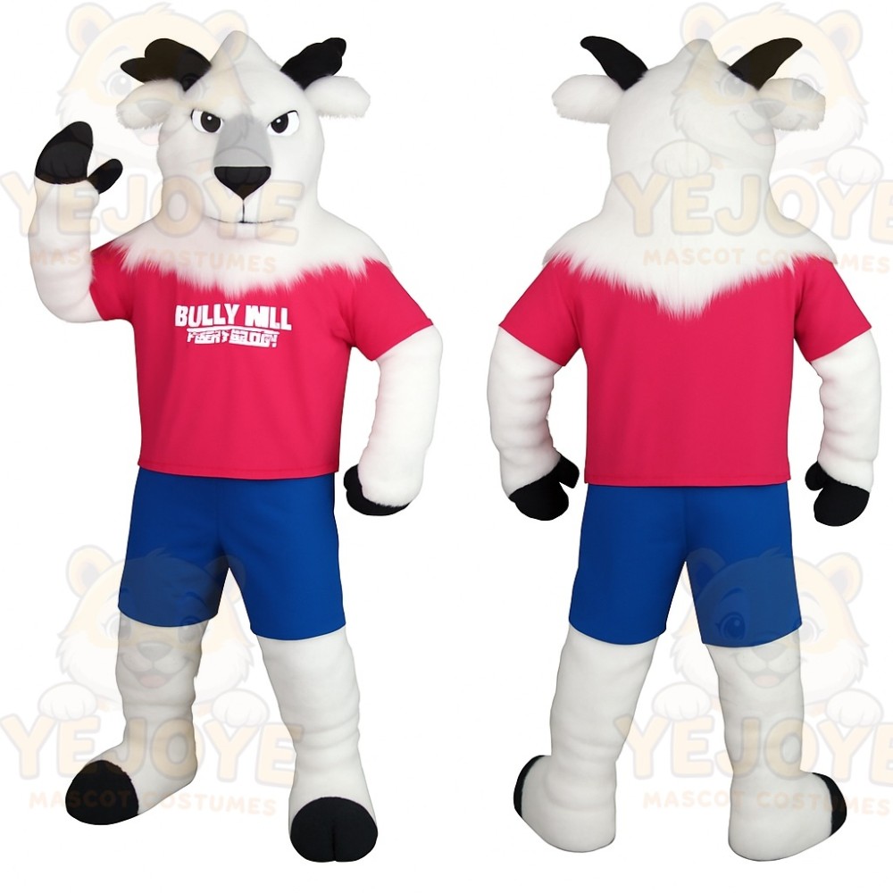 White Black Goat Red Blue Outfit Mascot Costume
