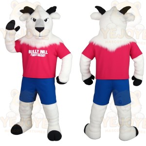 White Black Goat Red Blue Outfit Mascot Costume
