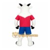 White Black Goat Red Blue Outfit Mascot Costume White Black Goat Red Blue Outfit Mascot Costume