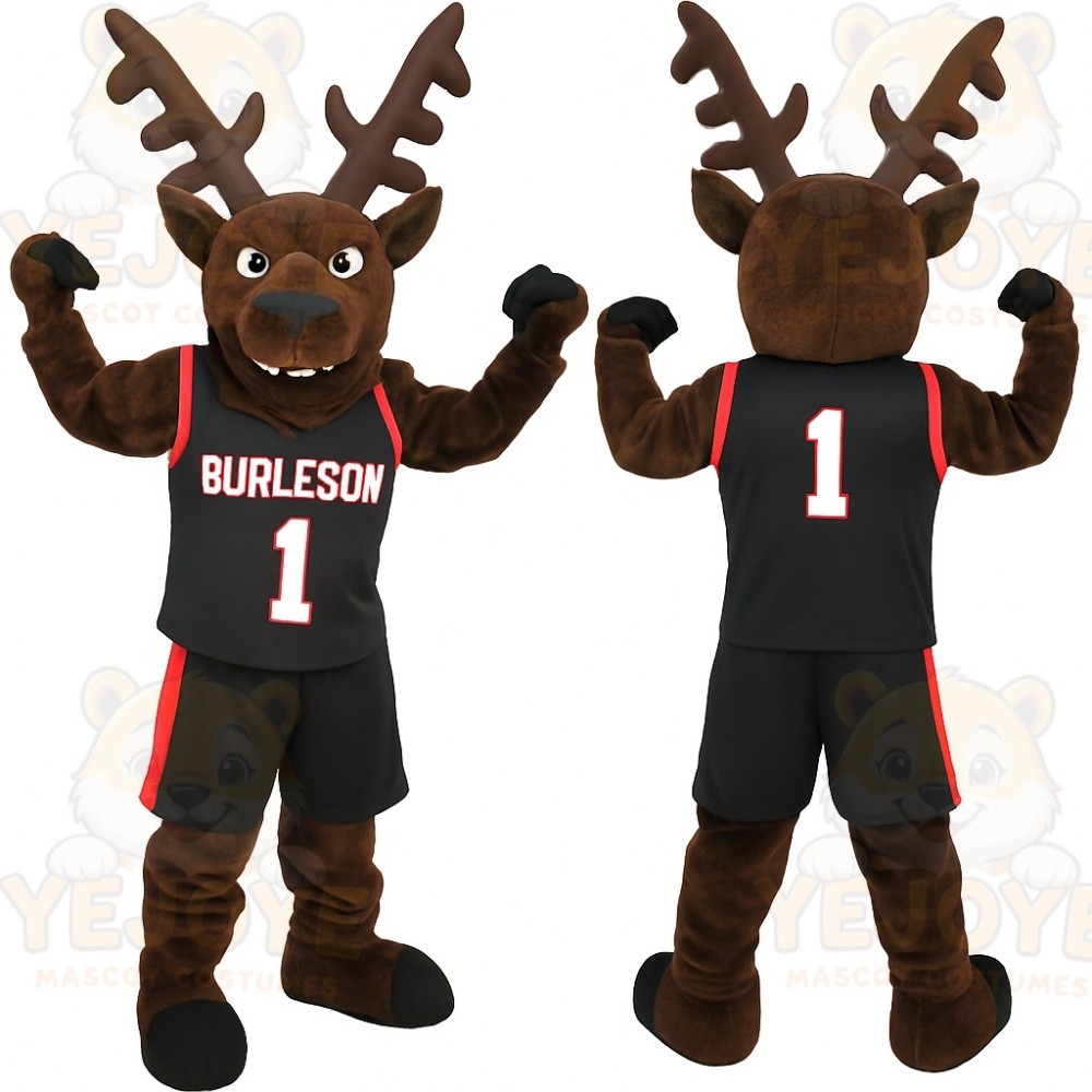 Brown Black Deer Basketball Mascot Costume