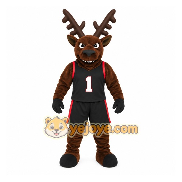 Brown Black Deer Basketball Mascot Costume