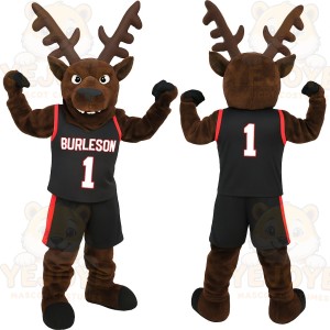 Brown Black Deer Basketball Mascot Costume