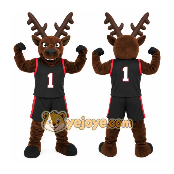 Brown Black Deer Basketball Mascot Costume