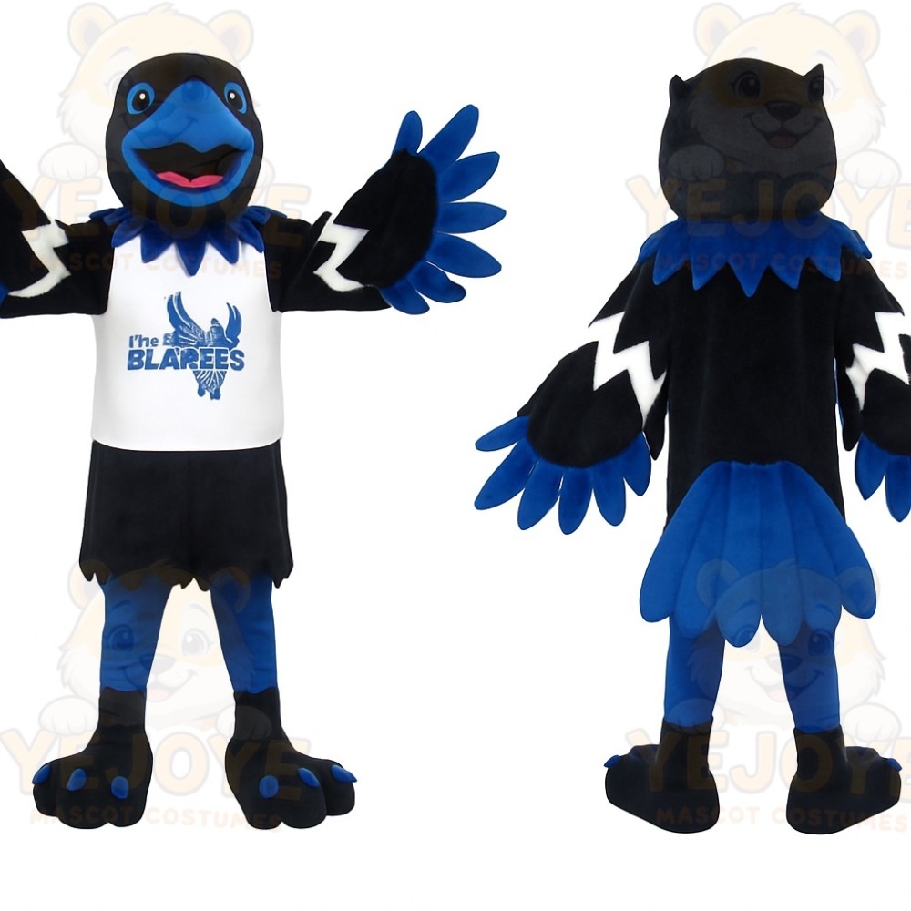 Black Blue White Bird Mascot Costume