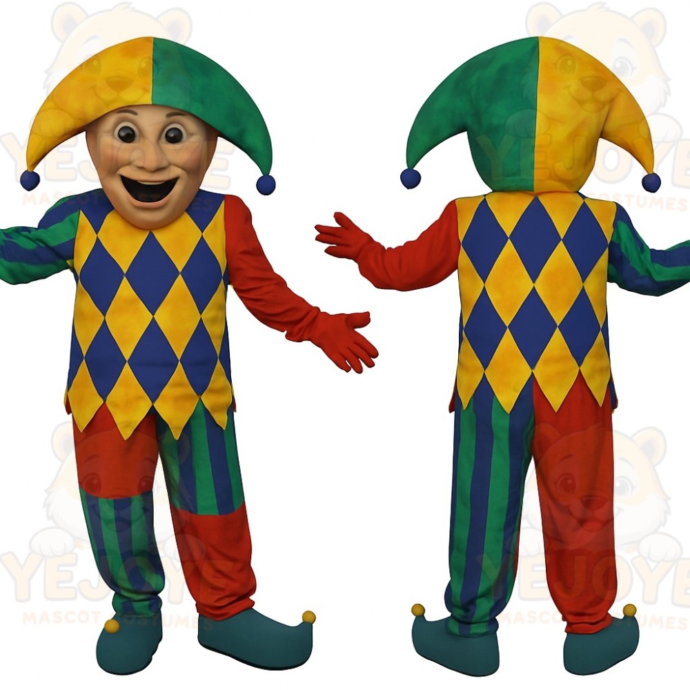 Yellow Green Red Blue Jester Mascot Costume