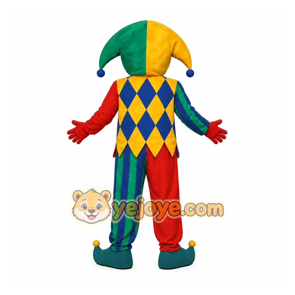 Yellow Green Red Blue Jester Mascot Costume Yellow Green Red Blue Jester Mascot Costume