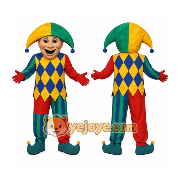 Yellow Green Red Blue Jester Mascot Costume