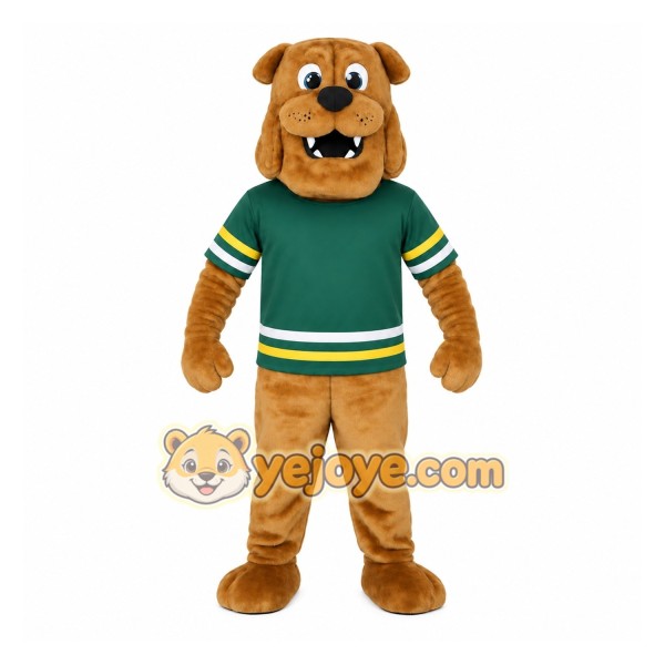 Brown Green Yellow Bulldog Mascot Costume Brown Green Yellow Bulldog Mascot Costume