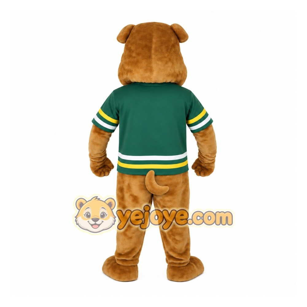 Brown Green Yellow Bulldog Mascot Costume
