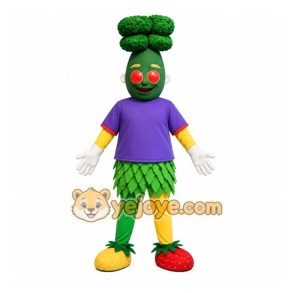 Green Purple Broccoli Vegetable Mascot Costume Green Purple Broccoli Vegetable Mascot Costume