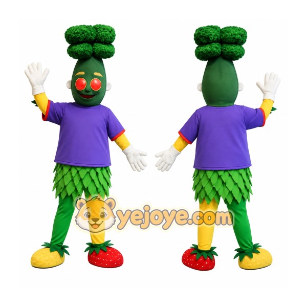 Green Purple Broccoli Vegetable Mascot Costume