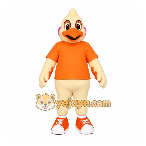 Cream Orange Pink Chicken Mascot Costume Cream Orange Pink Chicken Mascot Costume