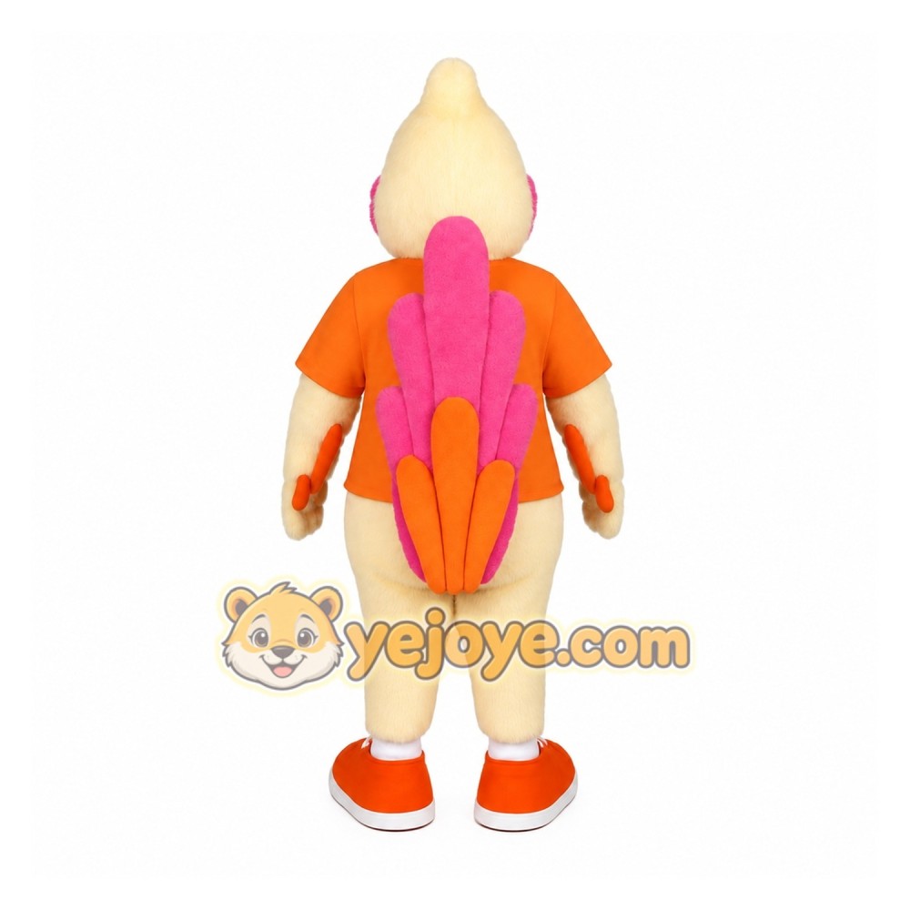 Cream Orange Pink Chicken Mascot Costume Cream Orange Pink Chicken Mascot Costume