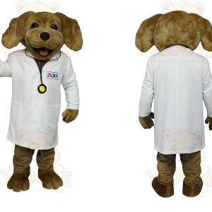 Brown White Doctor Dog Mascot Costume