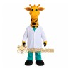 Yellow White Doctor Giraffe Mascot Costume