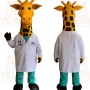 Yellow White Doctor Giraffe Mascot Costume