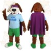 Brown White Purple Superhero Dog Mascot Costume