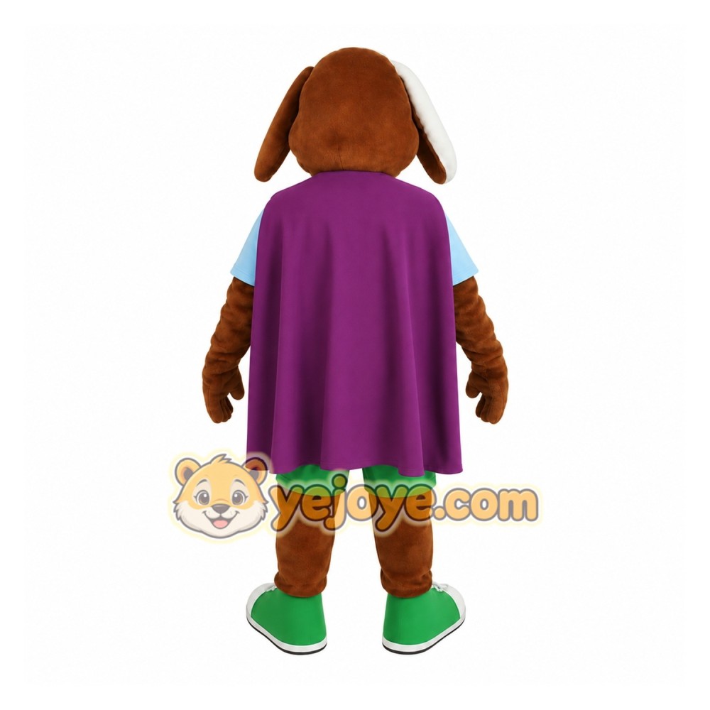Brown White Purple Superhero Dog Mascot Costume