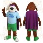 Brown White Purple Superhero Dog Mascot Costume