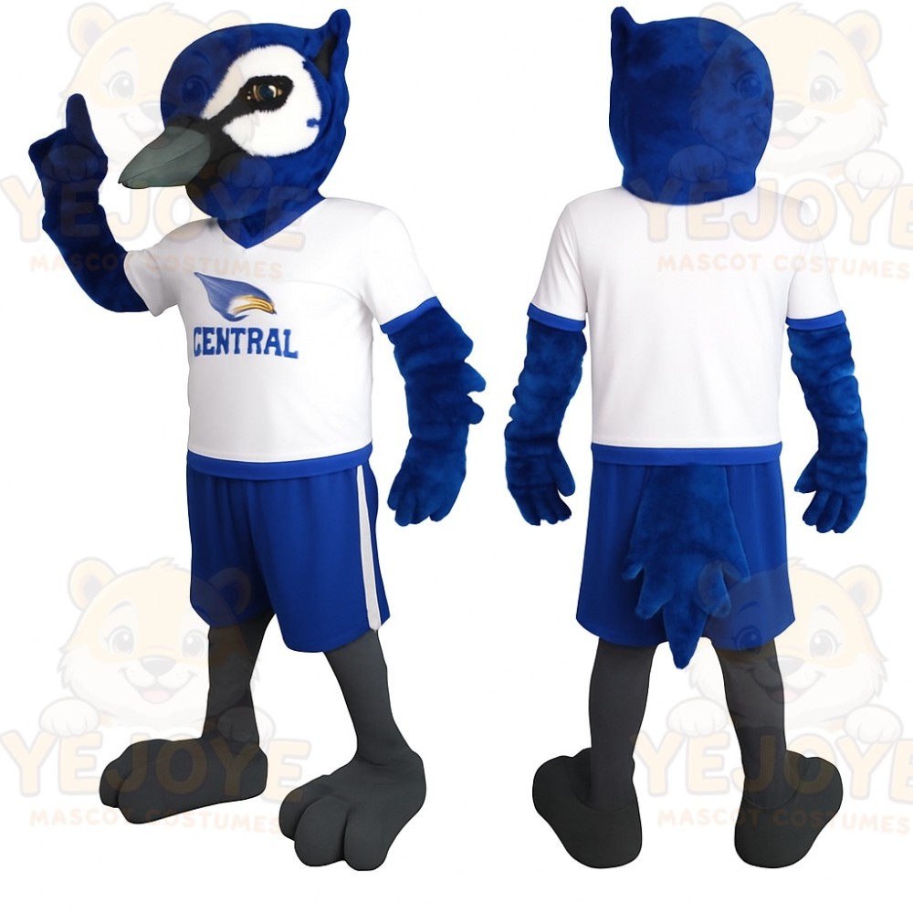 Royal Blue White Gray Blue Jay Mascot Costume