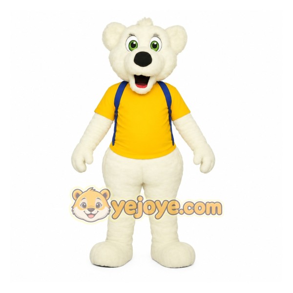 White Yellow Blue Bear Mascot Costume