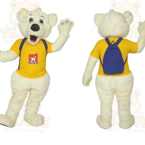 White Yellow Blue Bear Mascot Costume