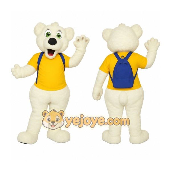 White Yellow Blue Bear Mascot Costume