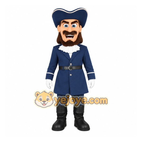 Navy Blue Bearded Pirate Mascot Costume